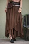Açık Kahve Asimetrik Kapaklı İpek Şalvar Pantolon