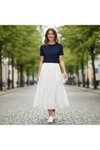 Beyaz Kırışık Beli Lastikli Etek