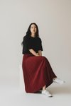 Bordo Pileli Dört Mevsim Pamuklu Dokuma Viskon Etek
