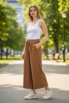Kahverengi Geniş Paça Pantolon