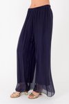 Lacivert İtalyan Büyük Beden Uyumlu Astarlı Lastikli İpek Pantolon