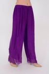 Mor İtalyan Büyük Beden Uyumlu Astarlı Lastikli İpek Pantolon