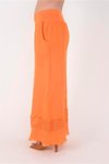 Oranj İtalyan Fisto Paça Detaylı Keten Pantolon