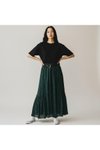 Zümrüt Yeşili Bohem Kemerli Beli Lastikli Şifon Etek