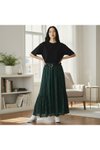 Zümrüt Yeşili Bohem Kemerli Beli Lastikli Şifon Etek