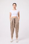 Bej Baskılı Sokak Tarzı Spor Şalvar Bürümcük Pantolon