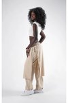 Bej Samuray Model Etekli Pantolon
