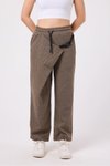 Bej Sokak Tarzı Baggy Kuşaklı Pantolon
