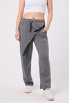 Gri Baggy Sokak Tarzı Kuşaklı Pantolon