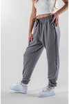 Gri Jogger Paçası Lastikli Pantolon