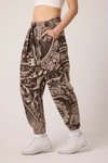 Kahverengi Jakar Desenli Sokak Tarzı Spor Şalvar Pantolon