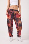 Kırmızı Baskılı Baget Spor Sokak Tarzı Pantolon
