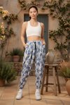Sporty Street Style Jacquard Patterned Shalwar Pants - Blue