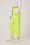 Neon Sarı Baskılı Sokak Tarzı Spor Şalvar Bürümcük Pantolon