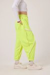Neon Sarı Baskılı Sokak Tarzı Spor Şalvar Bürümcük Pantolon