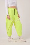 Neon Sarı Baskılı Sokak Tarzı Spor Şalvar Bürümcük Pantolon