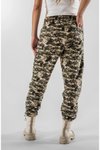 Renkli Kamuflaj Desen Jogger Paçası Lastikli Pantolon