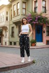 Siyah Beyaz Sokak Tarzı Baggy Paça Detaylı Pantolon