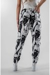Siyah Desenli Jogger Jakar Paçası Lastikli Pantolon