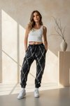 Siyah Dijital Baskılı Jogger Paçası Lastikli Pantolon