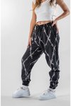Siyah Dijital Baskılı Jogger Paçası Lastikli Pantolon