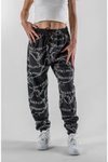 Siyah Dijital Baskılı Zincir Desenli Jogger Pantolon