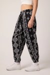 Siyah Jakar Desenli Sokak Tarzı Spor Şalvar Pantolon