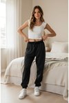 Siyah Jogger Paça Lastikli Pantolon