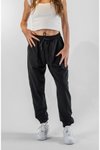 Siyah Jogger Paça Lastikli Pantolon