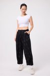 Siyah Sokak Tarzı Baggy Paça Detaylı Pantolon