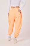 Turuncu Baskılı Sokak Tarzı Spor Bürümcük Şalvar Pantolon