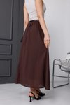 Bordo Vual Keten Kemerli İç Astarlı Etek