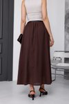 Bordo Vual Keten Kemerli İç Astarlı Etek