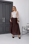 Bordo Vual Keten Kemerli İç Astarlı Etek