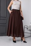 Bordo Vual Keten Kemerli İç Astarlı Etek