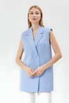 Buz Mavi Klasik Vintage Düğmeli Yelek