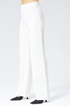 Ekru Çizgili Bol Paça Kumaş Pantolon