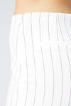 Ekru Çizgili Bol Paça Kumaş Pantolon
