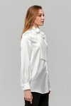 Ekru Düz Klasik Saten Fiyonklu Gömlek