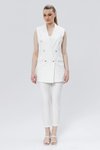 Ekru Klasik Vintage Düğmeli Yelek