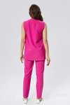 Fuşya İkili Tokalı Kuşaklı Yelek Pantolon Takım