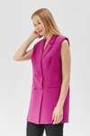 Fuşya Klasik Vintage Düğmeli Yelek