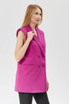 Fuşya Klasik Vintage Düğmeli Yelek