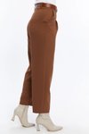 Kahverengi Bilek Boy Kemerli Kumaş Pantolon