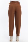 Kahverengi Bilek Boy Kemerli Kumaş Pantolon