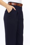 Lacivert Bilek Boy Kemerli Kumaş Pantolon