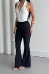 Lacivert İspanyol Paça Beli Lastikli Çimalı Pantolon