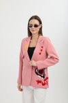 Pembe Blazer Nakışlı Ceket