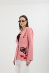 Pembe Blazer Nakışlı Ceket