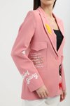 Pembe Blazer Nakışlı Ceket